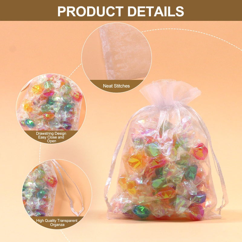SumDirect 100Pcs 4x6 inches Sheer Organza Bags Jewelry Drawstring Pouches Wedding Party Christmas Favor Gift Bags - Image 3